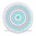 Motifs géométriques Garden Mandala ronde serviette de plage - Aqua / Orange BT-558 Chine Fournisseur